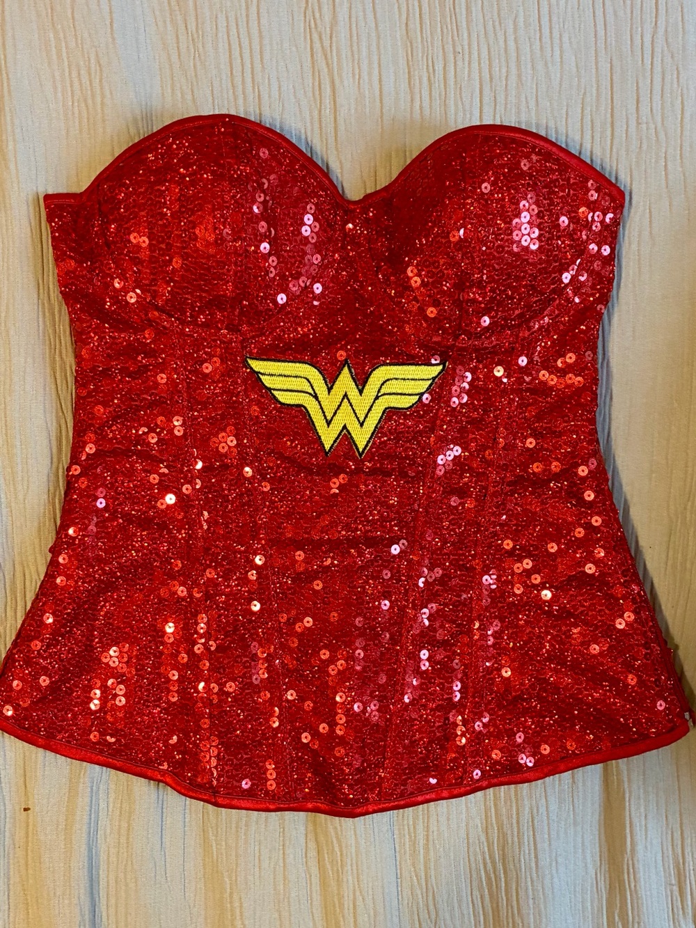 Rubie’s DC Wonder Woman Deluxe Red Sequin Corset S/M